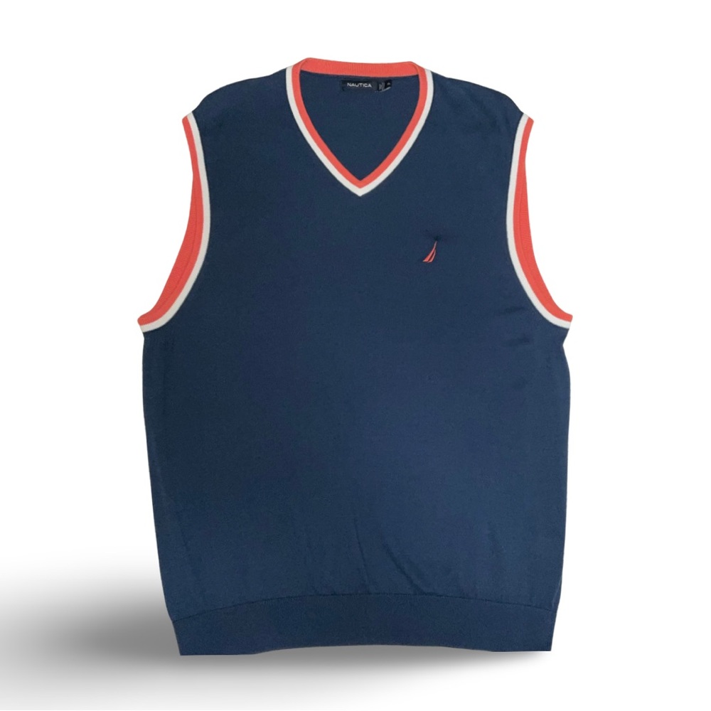 NAUTICA Men’s V-neck Sweater Vest Navy Blue XL